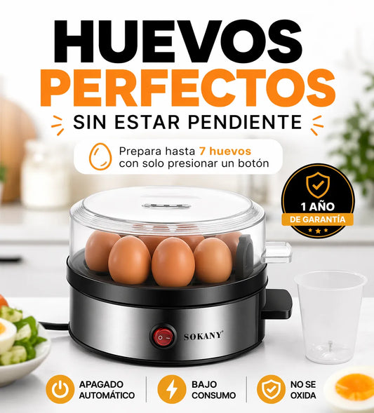 Hervidor de Huevos Automático SOKANY EggMaster Pro™ 7 Huevos | Apagado Automático, Bajo Consumo, Acero Resistente