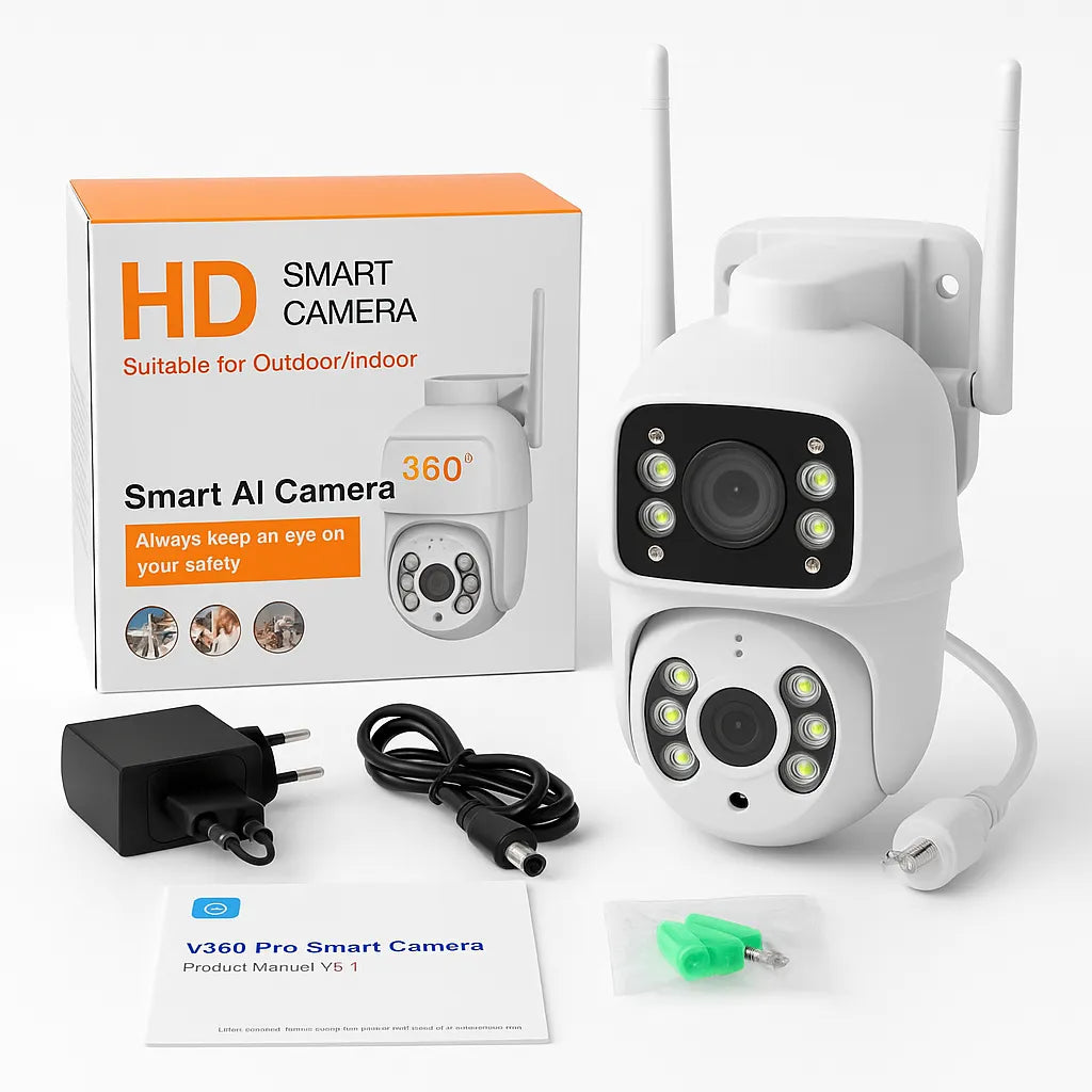 Cámara WiFi de Exterior con Doble Lente, Luz Nocturna y Seguimiento Automático | Tecnotodo